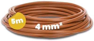 Kalitec 5 meter H07V-K 4 mm² bruine bedradingskabel | flexibele enkeladerige kabel | 4 mm² gevlochten draad | fijnaderige bedrading | enkele geleider | enkeladerige kabel voor schakelkasten | aansluitkabel