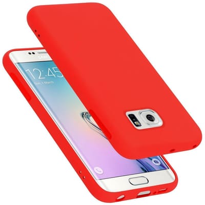 Cadorabo Hoesje geschikt voor Samsung Galaxy S6 EDGE in LIQUID ROOD - Beschermhoes gemaakt van flexibel TPU silicone Case Cover