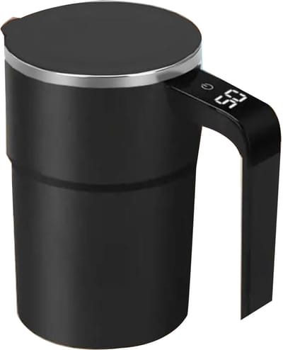Kopjes - zelfroerende mok - Zelfroerende koffiemok - magnetische roerbeker - oplaadbare - met LCD-scherm - voor - koffie - thee - warme chocolademelk - 350 ml -zwart