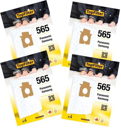 Set van 4 pakketten van 4 stofzuigerzakken 64565 voor Samsung en Panasonic TopFilter Premium