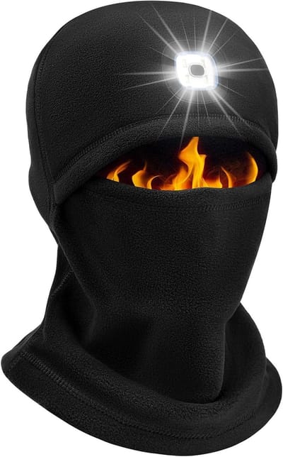 Thermisch Fleece Ski Masker met LED Verlichting voor Fietsen, Wandelen en Hardlopen - Winddicht en Oplaadbaar