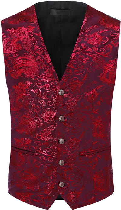 ALLTHEMEN Heren Vest Gilet Jacquard Pak Vest - Slim fit Vest voor Bruiloft en Feest - S