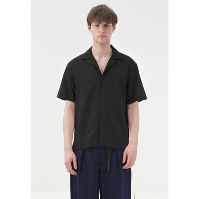 Korte Mouwen Textured Katoenen Shirt