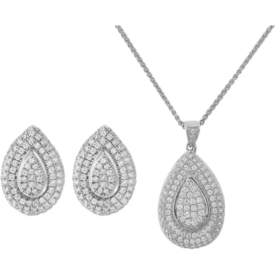 Orphelia Dames 925 Sterling Zilveren Set: Ketting-Pendant + Oorbellen - Zilver SET-5796