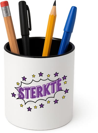 Hacebo® - Sterkte Pennenbakje - Beterschap - motivatie - pennenhouder - beterschap cadeau - kado - moeilijke tijd - Pennenbakje zwart