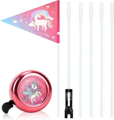 Fietsbel en Vlaggetje Set voor Kinderen - Veiligheid & Decoratie op Fiets of Scooter
