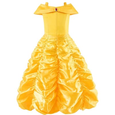 Costume Cosplay Princesse Enfant Fille Robe Reine des Neiges Halloween Carnaval Vêtements Mignons Cosplay Vêtements de Soirée pour 2-10 Ans 7-8T(140) yellow