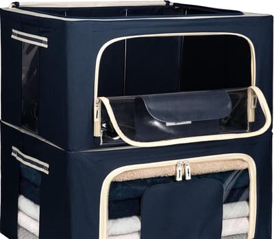 Famanu Starre opvouwbare kledingopbergbox met ritssluiting, opbergtas voor dekbedden, kleding, beddengoed, opbergdoos voor kleding – kledingdoos