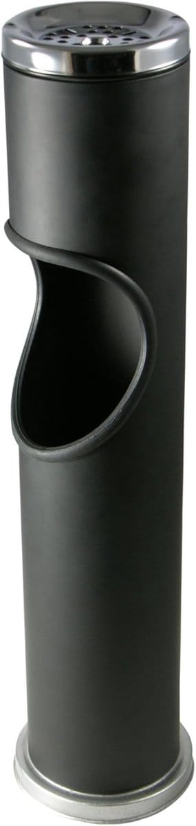 Novaliv staande asbak voor buiten, zwart, 46,5 cm hoog, 9,5 cm diameter, 2 in 1 voor afval en sigarettenpeuken, buitenasbak voor buiten, prullenbak met asbakstandaard, rookpauze