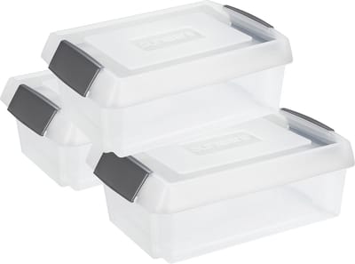 Sunware opslagbox - 3x stuks - 30L transparant - 59 x 39 cm - hoge deksel