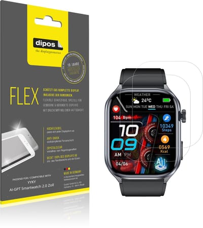 dipos – 2x Beschermfolie geschikt voor YYKY AI-GPT Smartwatch 2.0 Zoll | 3D Full Cover Screenprotector | 100% Passend