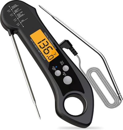 2-in-1 Digitale BBQ Thermometer – Dual Probe Kernthermometer voor Barbecue, Keuken & Vlees – Inclusief Batterij