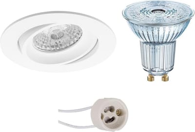 LED Spot Set - LEDVANCE Parathom PAR16 940 36D - Pragmi Delton Pro - GU10 Fitting - Dimbaar - Inbouw Rond - Mat Wit - 3.4W - Natuurlijk Wit 4000K - Kantelbaar - Ø82mm