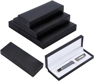8 Stuks PU Lederen Lange Pen Geschenken Doos - Lege Zwarte Pennenetui met Kussen voor Sieraden, Geschenken en Kantoorbenodigdheden, 17,4 x 6,3 x 2,8 cm
