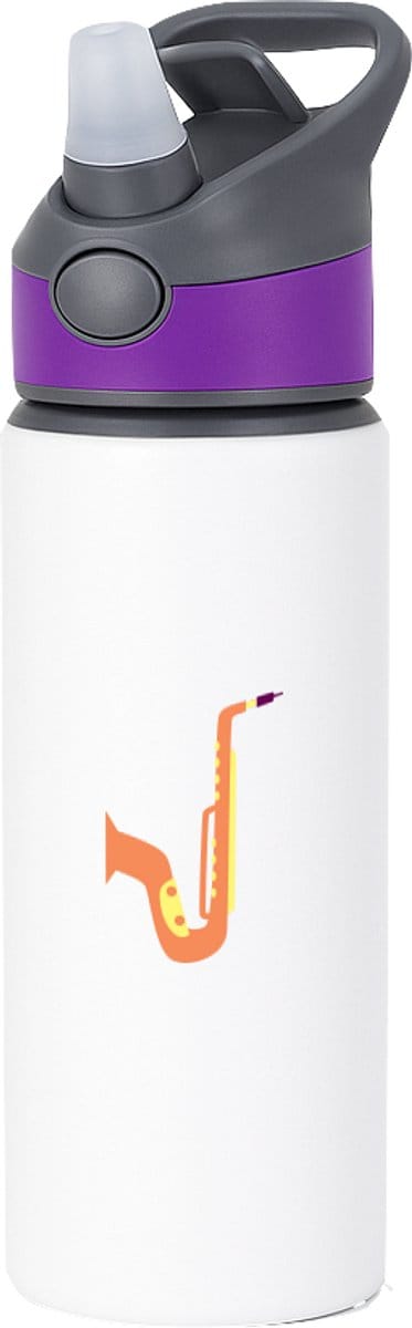 Hacebo® - Saxofoon waterfles met rietje paars - Muziek - Muzikanten - Instrument - blaasinstrument - muzikanten - water fles - 650ML
