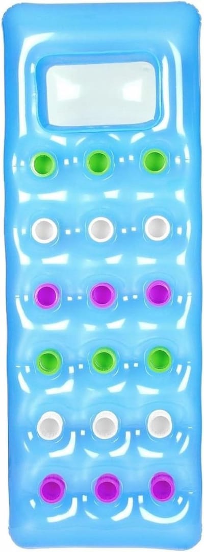 Luchtbed 188x71cm "Fashion" - blauw luchtmatras met pompoptie