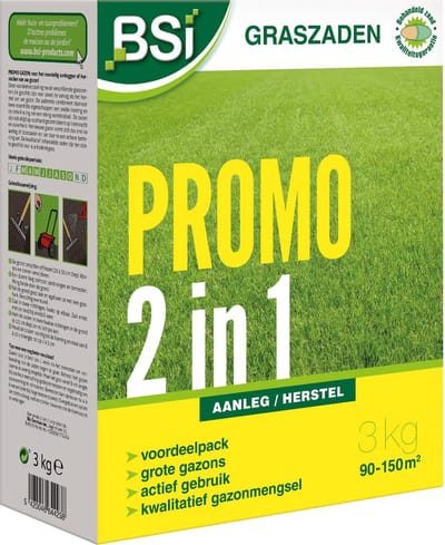 BSI - Graszaad Promo 2 in 1: Herstel en Snel kiemend - Graszaad voor het aanleggen en herstellen van uw gazon - 3 kg