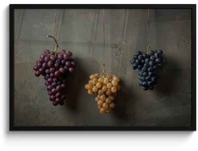 Poster in lijst - Fotolijst 90x60 cm - Posters - Druiven - Kleurrijk - Muur - Posterlijst zwart - Decoratie - Wanddecoratie woonkamer - Muurdecoratie slaapkamer