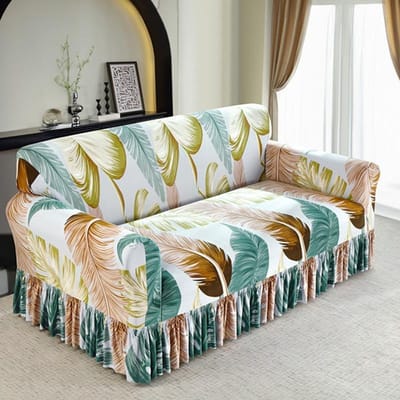 1 stuk stretch print bankhoezen met rok, elastische bankfauteuilhoes voor woonkamer, meubelbeschermer, bankhoes, woondecoratie 1 seat(90-140cm)