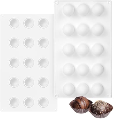 15-Caviteiten Siliconen Chocoladevorm voor Truffels, Cake, Jelly en Gummies - Perfect voor Kerstbakken en Pralines, Antiaanbakbare Halve Bolvormen