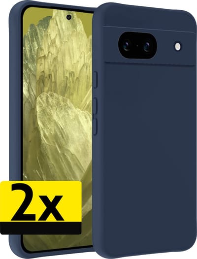 Hoesje - 2 Stuks - Geschikt voor Google Pixel 8a - Sterk & Shockproof - Case Siliconen - Back Cover - Telefoon Hoes - Telefoonhoesjes - Donkerblauw
