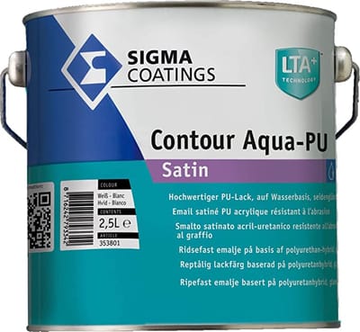Sigma Contour Aqua Satin / Sigma Watergedragen Houtlak Zijdeglans - 2.5L - RAL 9001 | Crèmewit