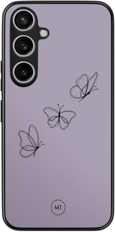 Hoesje geschikt voor Samsung Galaxy A55 - Vlindertjes - TPU Hard Case Backcover - Paars - Mooie Telefoonhoesjes