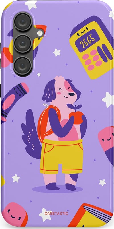Casetastic hoesje geschikt voor Samsung Galaxy S23 FE - Dubbellaagse bescherming - Tussen boeken en sterren - Fashion Case - Lavendel Geel