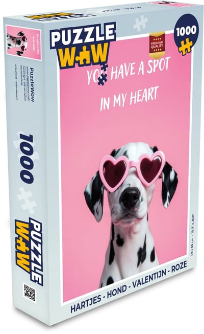 Puzzel Hartjes - Hond - Valentijn - Roze - Legpuzzel - Puzzel 1000 stukjes volwassenen