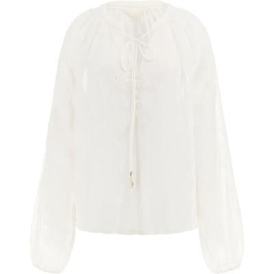 GUESS  Eco Ls Danièle Embro Top Pure White Size: XS | Long-Sleeved Tops Outlet | Dames | Wit