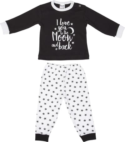 Beeren Zwart/Wit To The Moon And Back Maat 86/92 Baby Pyjama 24420