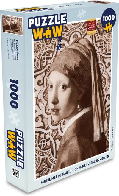 Puzzel Meisje met de parel - Johannes Vermeer - Bruin - Legpuzzel - Puzzel 1000 stukjes volwassenen