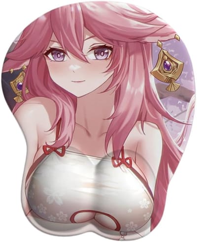 Polsbeschermer Muismat - Ergonomische Mat - Comfortabel Werken - Zachte Polsondersteuning - 32 x 26 cm - Yae Miko Thema