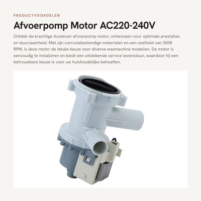 Dailygoods- Afvoerpomp 3000 rpm - Corrosiebestendig - Duurzaam - Geschikt voor Wasmachines - Verstelbare Aansluitingen - Lichtgewicht PP Materiaal - Afvoermotor