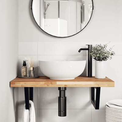 vidaXL - Badkamer - wandschap - staal - en - massief - acaciahout