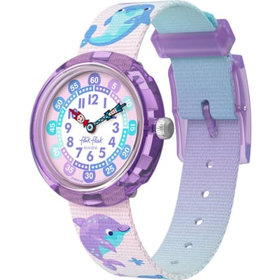 Polshorloge HAPPY DOLPHINS FBNP255 Meisjes Blauw [Flick Flack] Kinderen's paars