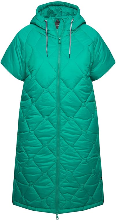 Ulla Popken - Dames - HYPRAR doorgestikte bodywarmer trekkoord 2-wegritssluiting - Smaragdgroen - Maat 42+