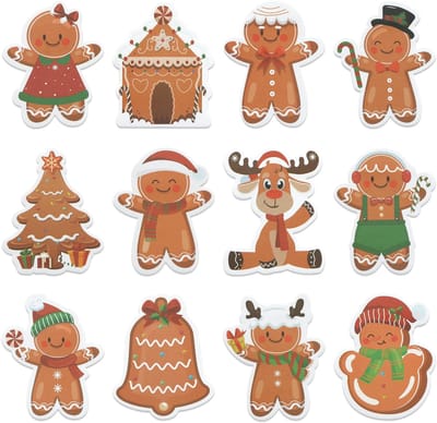 Dailygoods- Plaknotities 240 Vellen - Kerstpeperkoekman Ontwerpen - Set van 12 - Functionele Memoblokken - Vakantieplanning - Feestelijke Notities - Notitieblok