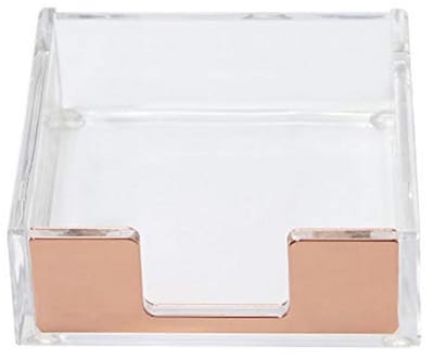 Sticky Notes Memo Pad Houder Dispenser - Rose Goud Bureauorganizer voor Kantoor en Thuis