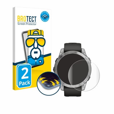 BROTECT - Screenprotector voor Garmin Fenix 7 (47 mm) - Folie Beschermfolie transparant volledig dekking - 2 Stuks