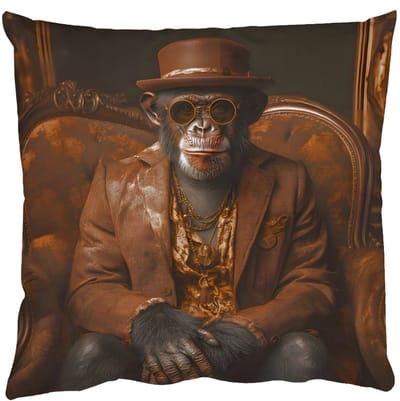 Sierkussens - Kussentjes Woonkamer - 50x50 cm - Chimpansee - Stoel - Pak - Bruin