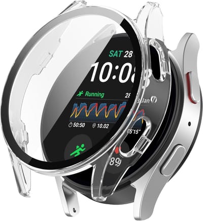 Strap-it Hard case hoesje met screen protector van glas - geschikt voor de Samsung Galaxy Watch 7 - 40mm (transparant)