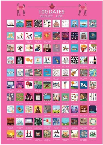 RetroFun Scratch Poster voor Stellen - 100 Dates Bucket List voor Onvergetelijke Momenten