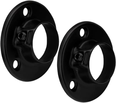 SOTECH 1 paar kaststanghouders Ø 25 mm, zwart gecoat staal voor ronde kledingstangen Garderobestang