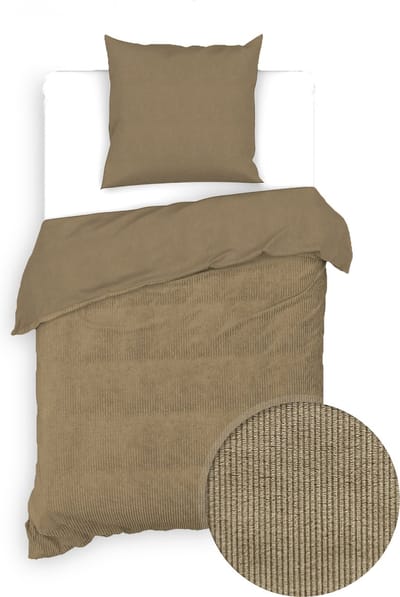 Zohome Velluto-a-Coste Dekbedovertrek - Eenpersoons - Katoen - 140x200-220cm - Goud