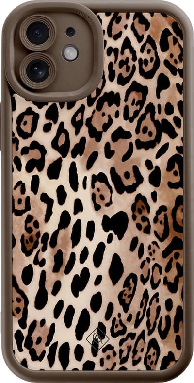 Casimoda® hoesje - Geschikt voor iPhone 11 - Luipaard print bruin - Effen telefoonhoesje met lensbescherming - Siliconen/TPU - Backcover - Bruin/beige