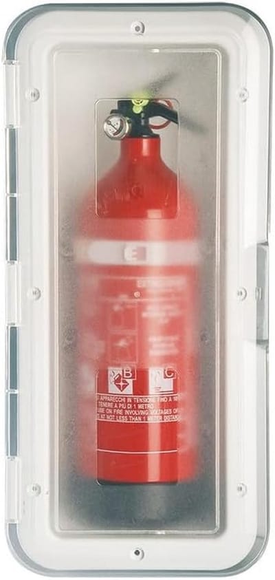 Brandblusser Kassier - Opbergkastje Houder - Veiligheid Thuis - Transparante Deur - 1 kg - Wit