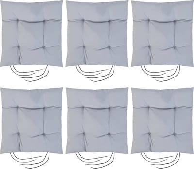 Set van 6 Tuinkussen Zilver - Hypoallergeen, Waterbestendig en Getuft - Geschikt voor Binnen & Buiten