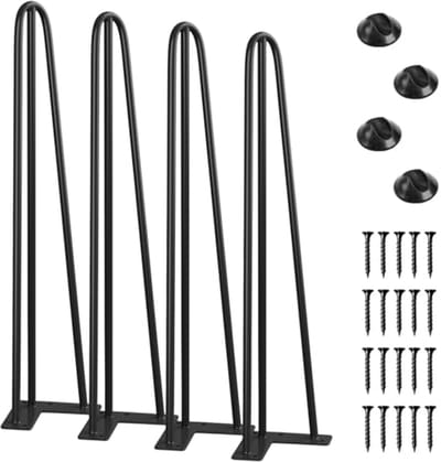 Metalen Haarspeld Salontafel Poten - 24 Inch, 1/2 Inch Massieve Staven voor Industrieel Meubilair - Set van 4 met Rubber Vloerbeschermers