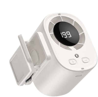 Autoventilator met clip, LED-display, 100 instelbare ventilatorsnelheden, draagbare oplaadbare miniventilator voor persoonlijke verkoeling, geschikt voor thuis, kantoor, sportschool, auto, kinderwagen, tafel, camping, enz., wit.